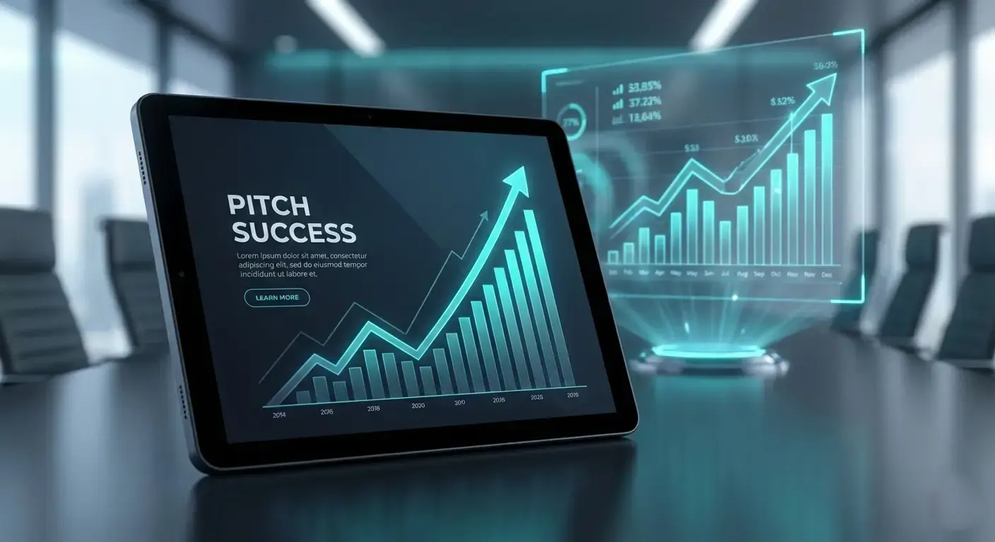 Portada De Pitch Deck Con Gráficos Y Estructura De Diapositiva Para Presentación Comercial O De Inversión